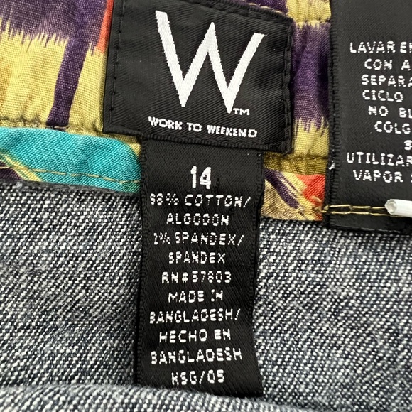 Denim skirt Sz 14 blue dark wash stretch flared zip W Work to Weekend tabs. - Picture 6 of 13